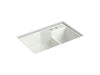 KOHLER K-6411-2 Indio 33" x 21-1/8" x 9-3/4" Smart Divide undermount large/small double-bowl workstation kitchen sink...