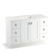 KOHLER K-99535-TK-1WA Poplin 48" bathroom vanity cabinet with toe kick, 2 doors and 6 drawers