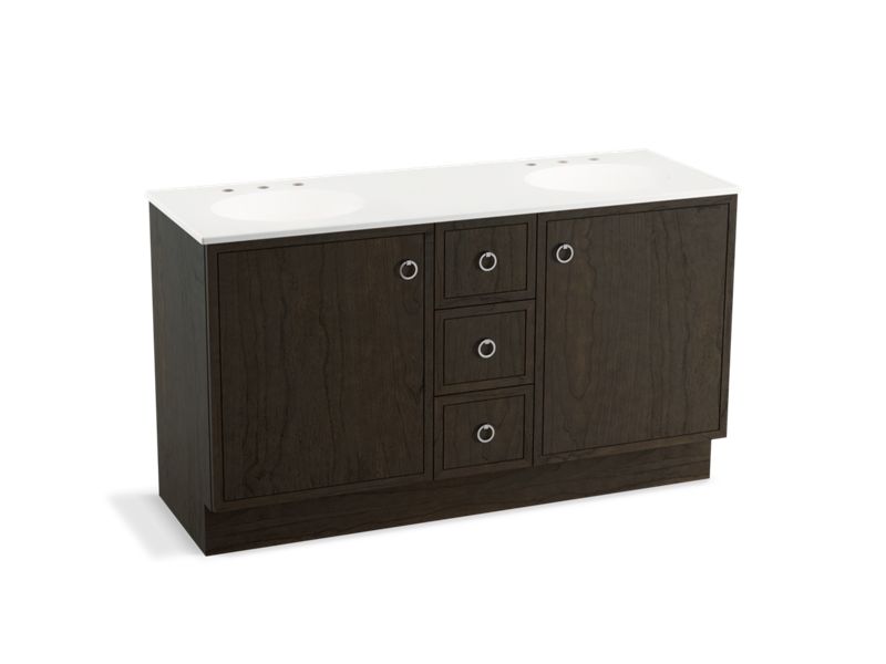 KOHLER K-99511-TK-1WC Jacquard 60" bathroom vanity cabinet with toe kick, 2 doors and 3 drawers
