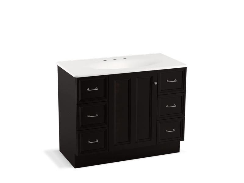 KOHLER K-99563-TK-1WU Damask 42" bathroom vanity cabinet with toe kick, 1 door and 6 drawers