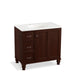 KOHLER K-99520-LGL-1WG Damask 36" bathroom vanity cabinet with furniture legs, 1 door and 3 drawers on left
