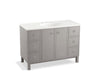 KOHLER K-99509-LG-1WT Jacquard 48" bathroom vanity cabinet with furniture legs, 2 doors and 6 drawers