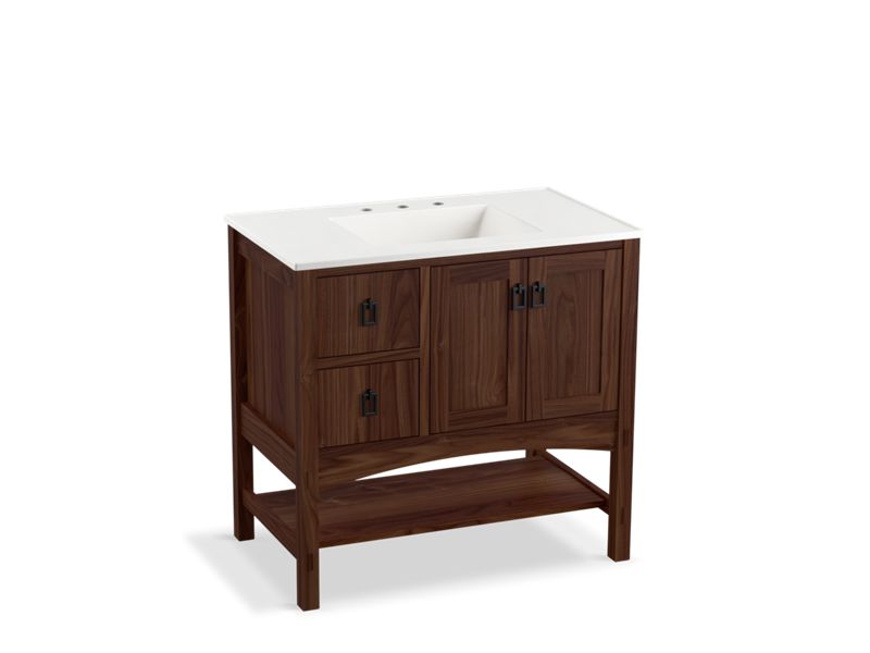 KOHLER K-99556-L-1WE Marabou 36" bathroom vanity cabinet with 2 doors and 2 drawers on left