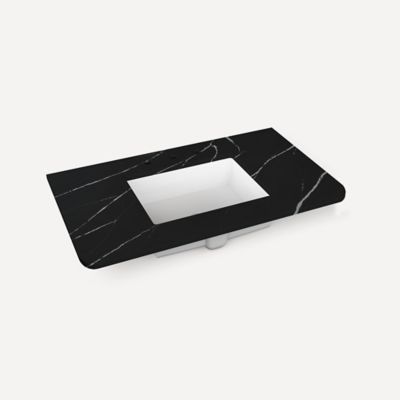 Quartz Stone Vanity Top, 36" x 1-1/8" x 23", Center Undercounter Sink, Three Hole, For Helden