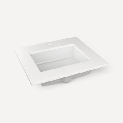 Quartz Stone Vanity Top, 25" x 3/4" x 22", Center Undercounter Sink, Single Hole