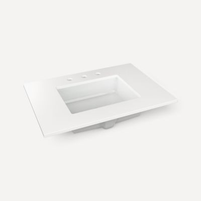 Quartz Stone Vanity Top, 31" x 3/4" x 22", Center Undercounter Sink, Three Hole