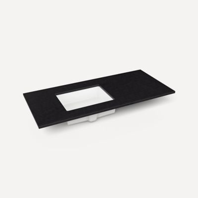 Quartz Stone Vanity Top, 49" x 3/4" x 22", Left Offset Undercounter Sink, Three Hole