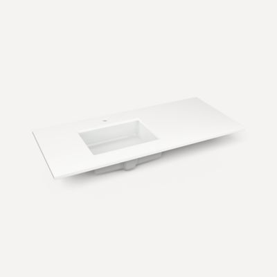 Quartz Stone Vanity Top, 49" x 3/4" x 22", Left Offset Undercounter Sink, Single Hole