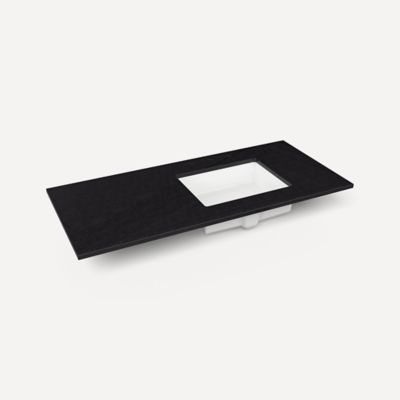 Quartz Stone Vanity Top, 49" x 3/4" x 22", Right Offset Undercounter Sink, Three Hole