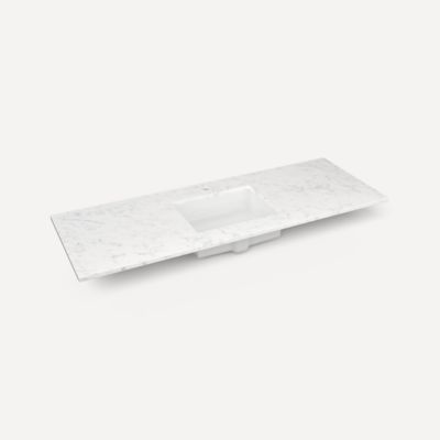 Quartz Stone Vanity Top, 61" x 3/4" x 22", Center Undercounter Sink, Single Hole