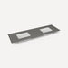 Quartz Stone Vanity Top, 73" x 3/4" x 22", Double Undercounter Sink, Three Hole