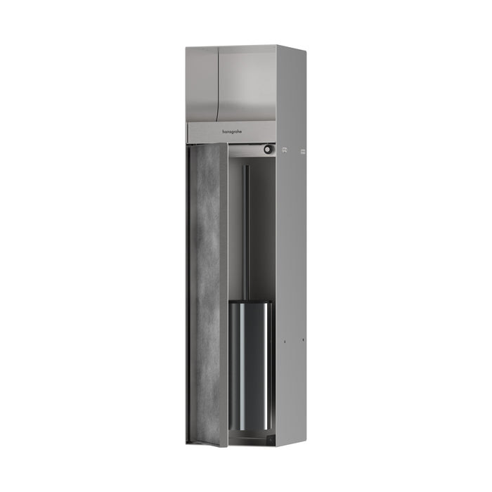 hansgrohe XtraStoris Rock Recessed Toilet Brush Holder with Toilet Paper Holder & Tileable Door