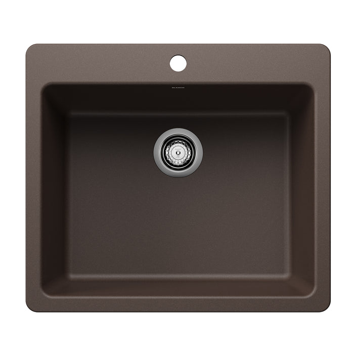 BLANCO Liven SILGRANIT 25" Single Bowl Dual Mount Kitchen Sink - Café