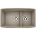 BLANCO 441315 Performa 1-3/4 Double Bowl Kitchen Sink with Low Divide - Truffle