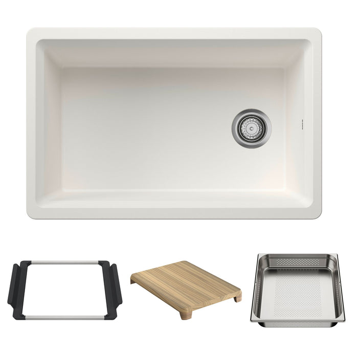 BLANCO Inteos SILGRANIT 30" Single Bowl Reversible Undermount Workstation Kitchen Sink - White
