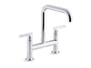 KOHLER K-7547-4 Purist Two-hole bridge kitchen sink faucet