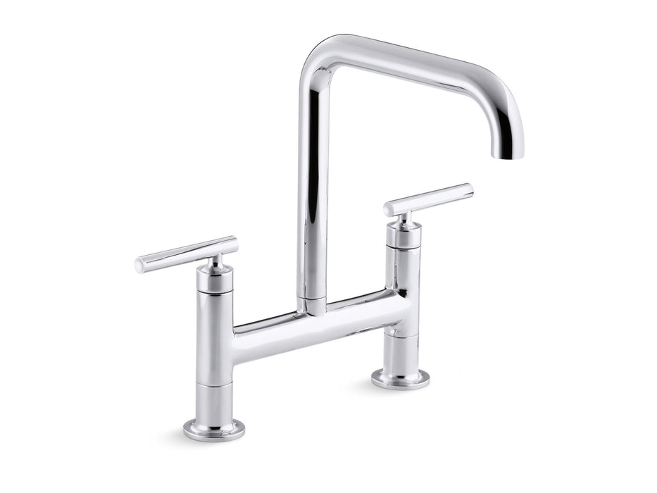 KOHLER K-7547-4 Purist Two-hole bridge kitchen sink faucet