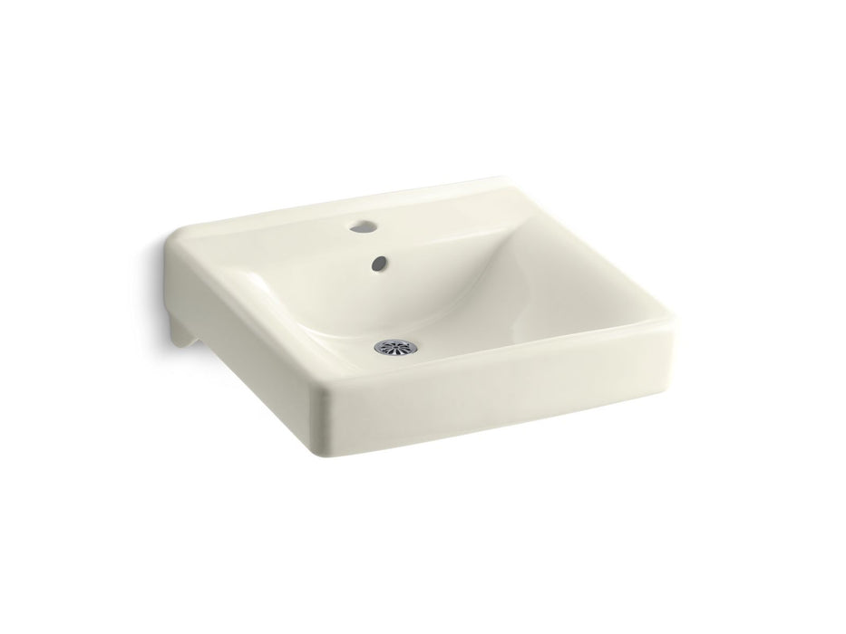 KOHLER K-2084 Soho 20" x 18" wall-mount/concealed arm carrier bathroom sink with single faucet hole