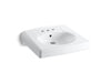 KOHLER K-1997-SS4 Brenham Wall-mount or concealed carrier arm mount commercial bathroom sink with 4" centerset faucet holes, antimicrobial finish