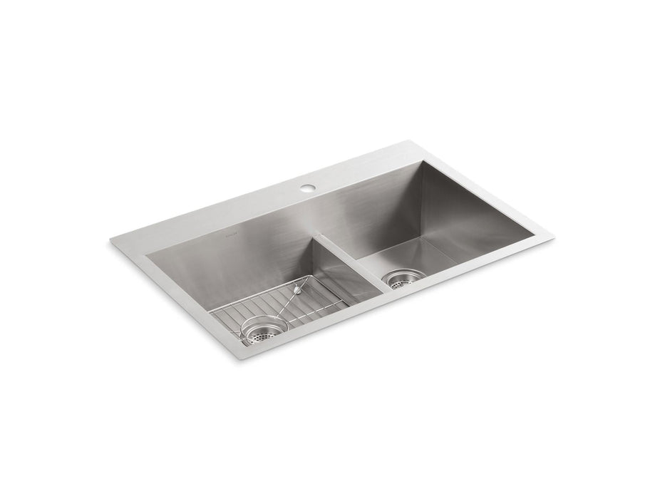 KOHLER K-3839-1 Vault Smart Divide 33" top-/undermount double-bowl kitchen sink