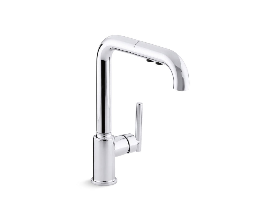 KOHLER K-7505 Purist Pull-out kitchen sink faucet with three-function sprayhead