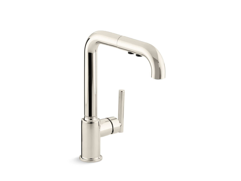 KOHLER K-7505 Purist Pull-out kitchen sink faucet with three-function sprayhead