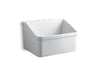 KOHLER K-12794 Hollister 28" x 22" bracket-mount utility sink with 8" widespread faucet holes