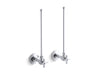 KOHLER K-7605-P Pair 3/8" NPT angle supplies with stop, cross handle and annealed vertical tube