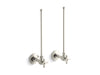 KOHLER K-7605-P Pair 3/8" NPT angle supplies with stop, cross handle and annealed vertical tube