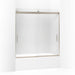 KOHLER K-706000-D3 Levity Sliding bath door, 62" H x 56-5/8 - 59-5/8" W, with 1/4" thick Frosted glass