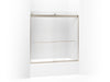KOHLER K-706006-D3 Levity Sliding bath door, 59-3/4" H x 56-5/8 - 59-5/8" W, with 1/4" thick Frosted glass