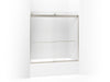 KOHLER K-706006-D3 Levity Sliding bath door, 59-3/4" H x 56-5/8 - 59-5/8" W, with 1/4" thick Frosted glass