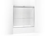 KOHLER K-706006-D3 Levity Sliding bath door, 59-3/4" H x 56-5/8 - 59-5/8" W, with 1/4" thick Frosted glass