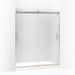 KOHLER K-706009-D3 Levity Sliding shower door, 74" H x 56-5/8 - 59-5/8" W, with 1/4" thick Frosted glass and blade handles