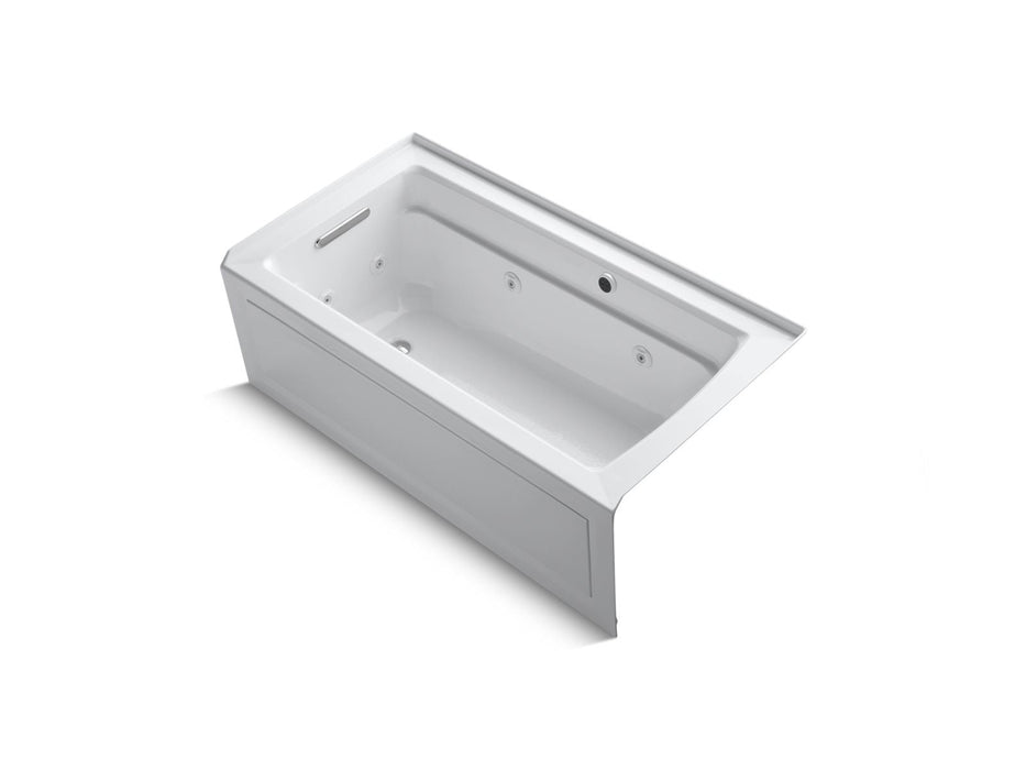 KOHLER K-1122-LAW Archer 60" x 32" alcove whirlpool bath with Bask heated surface, alcove left drain