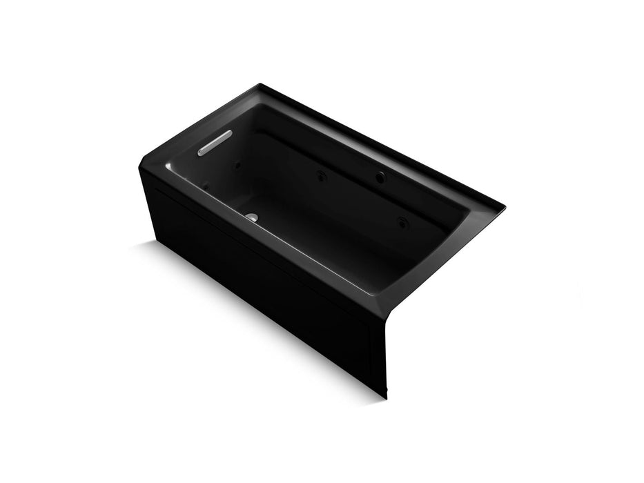 KOHLER K-1122-LAW Archer 60" x 32" alcove whirlpool bath with Bask heated surface, alcove left drain