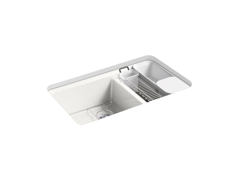 KOHLER K-8669-5UA3 Riverby 33" undermount double-bowl workstation kitchen sink