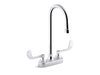 KOHLER K-400T70-5ANL Triton Bowe 0.5 gpm centerset bathroom sink faucet with laminar flow, gooseneck spout and wristblade handles, drain not included