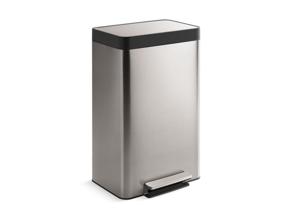 KOHLER K-20940 13-gallon stainless steel step trash can