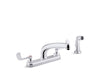 KOHLER K-810T21-5AHA Triton Bowe 1.5 gpm kitchen sink faucet with 8-3/16" swing spout, matching finish sidespray, aerated flow and wristblade handles