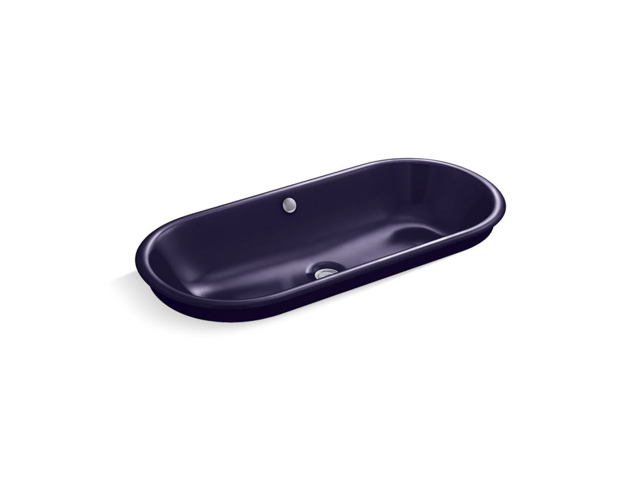 KOHLER K-20213-BL Iron Plains 33" oval drop-in/undermount/vessel bathroom sink with Indigo Blue painted underside