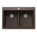 BLANCO Liven SILGRANIT 33" 50/50 Double Bowl Dual Mount Kitchen Sink with Low Divide - Café