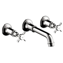 Load image into Gallery viewer, Axor 16532001 Montreux 1.2 GPM Wall Mounted Widespread Bathroom Faucet with Cross Handles Less Valve and Drain Assembly in Chrome
