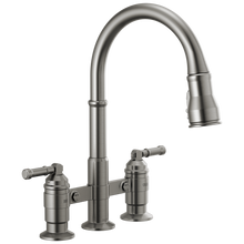 Load image into Gallery viewer, Delta Delta Broderick™: Two Handle Pull-Down Bridge Kitchen Faucet
