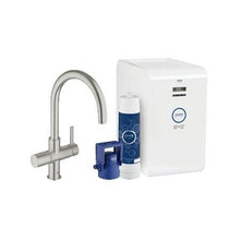 Load image into Gallery viewer, Grohe 31251-PARANT Blue 16 Inch Single Hole Deck Mounted Kitchen Faucet with Chilled &amp; Sparkling Starter kit.
