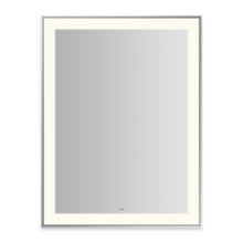 Load image into Gallery viewer, Sculpt 31-1/4” x 41-1/4” x 2-1/4&quot; lighted mirror with slim museum frame in chrome, perimeter light pattern in 2700K color temperature (warm white), dimmable and defogger, tested and certified to California Title 24 standards and meets JA8 2016 requirements
