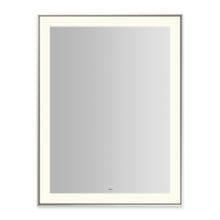 Load image into Gallery viewer, Sculpt 31-1/4” x 41-1/4” x 2-1/4&quot; lighted mirror with slim museum frame in polished nickel, perimeter light pattern in 2700K color temperature (warm white), dimmable and defogger, tested and certified to California Title 24 standards and meets JA8 2016 requirements
