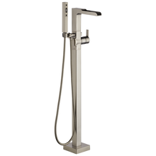 Load image into Gallery viewer, Delta Delta Ara: Single Handle Floor Mount Channel Spout Tub Filler Trim with Hand Shower
