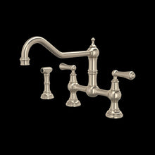 Load image into Gallery viewer, Perrin &amp; Rowe U.4764 Edwardian Extended Spout Bridge Kitchen Faucet With Side Spray
