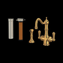 Load image into Gallery viewer, Perrin &amp; Rowe U.KIT1570 Edwardian Two Handle Filter Kitchen Faucet Kit With Side Spray
